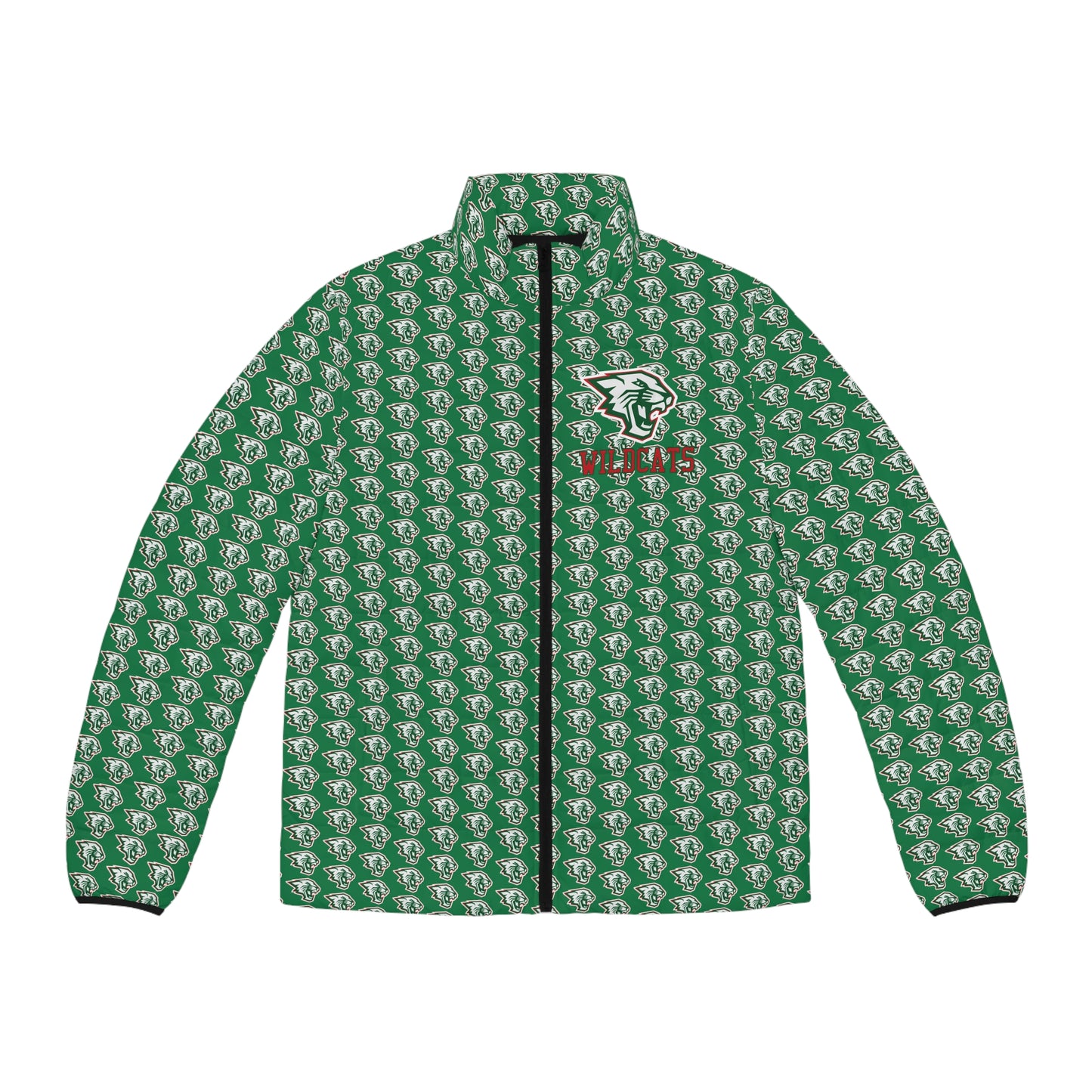 Salem Wildcats Patterned Men's Puffer Jacket (AOP) - Green