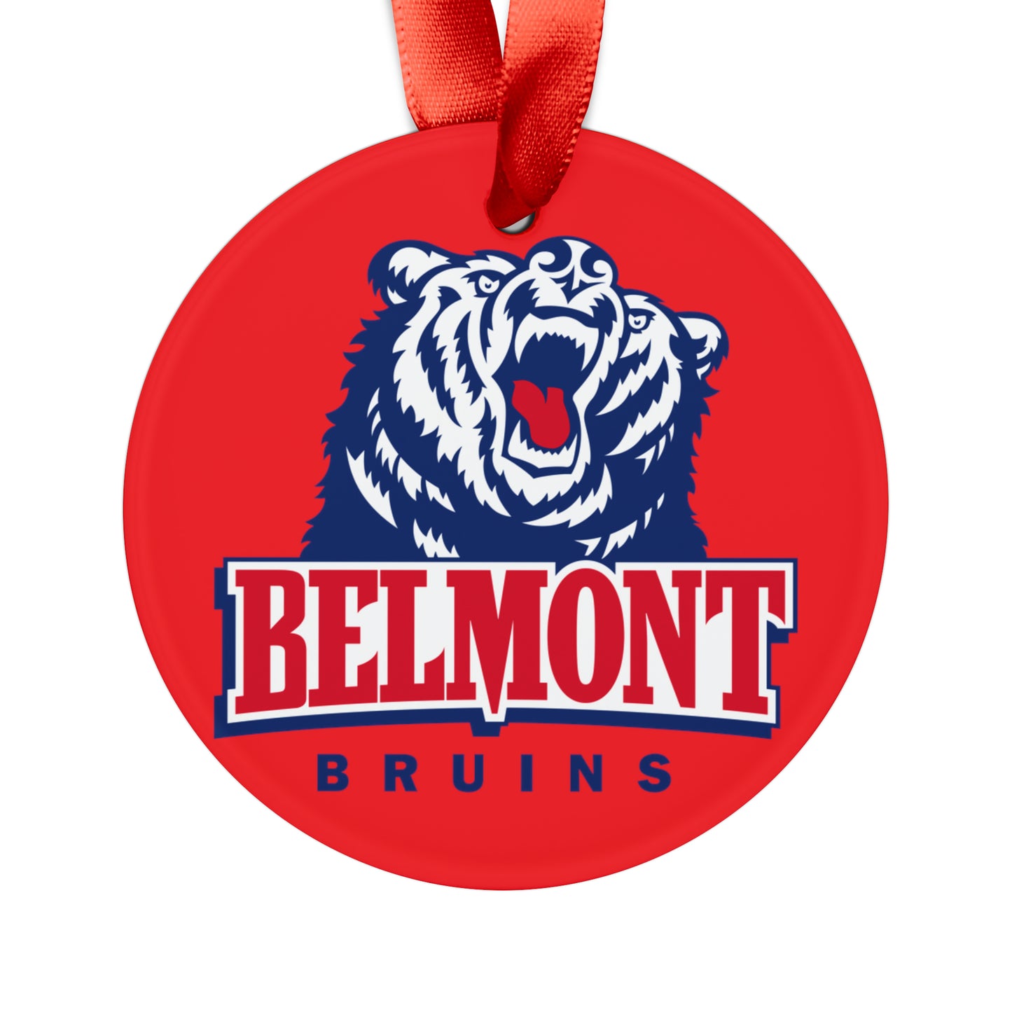 Belmont Bruins Ornament with Ribbon - Red