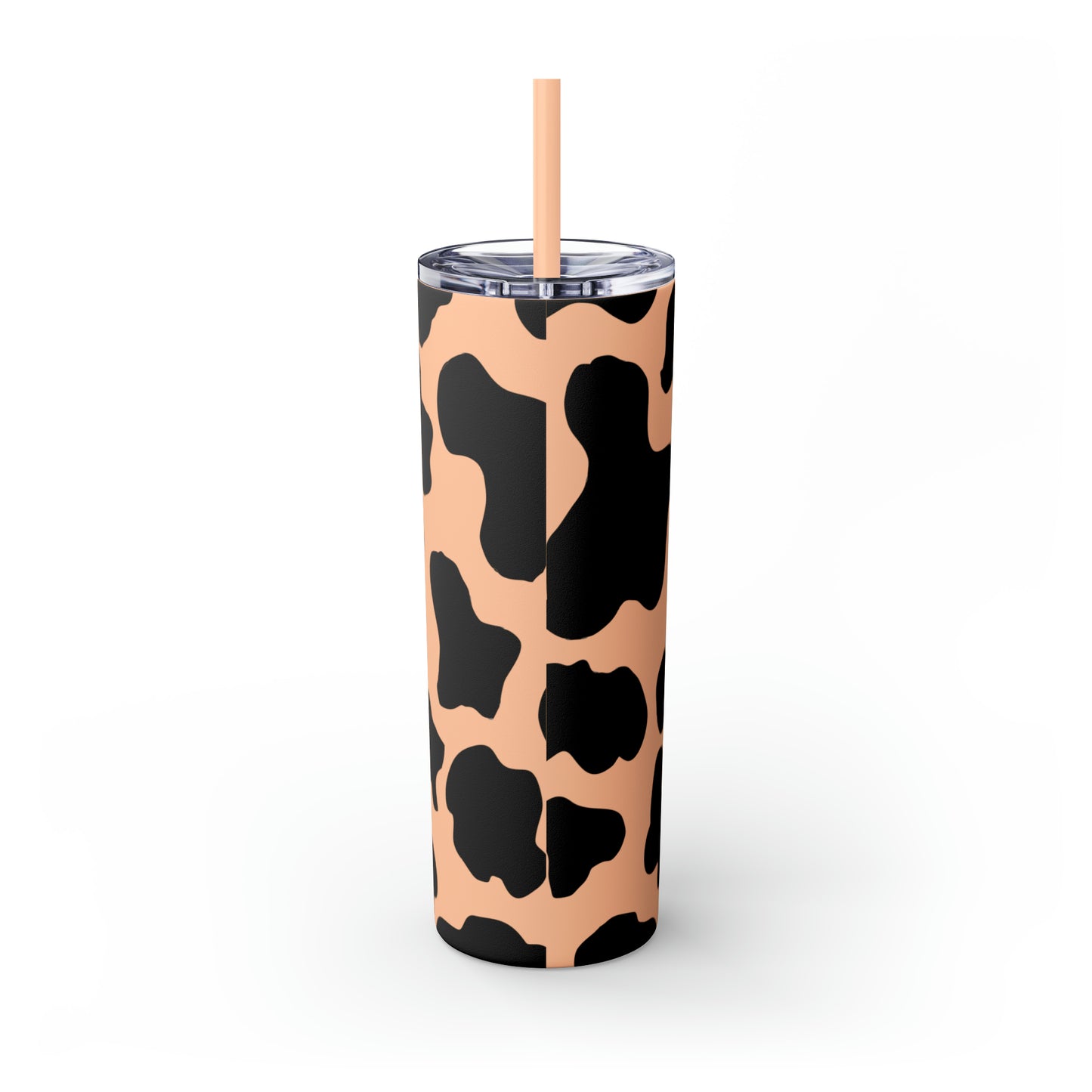 Country Cow Print Skinny Tumbler with Straw, 20oz