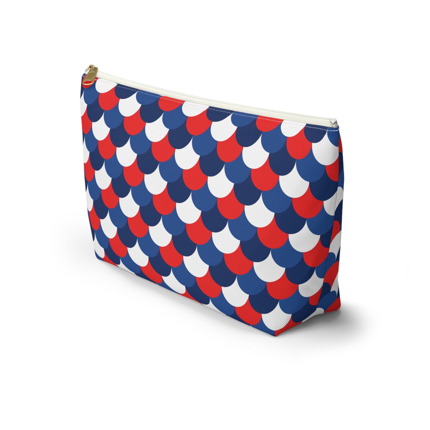 USA America 4th of July Mermaid Scale Red, White and Blue Print Design Accessory Pouch w T-bottom