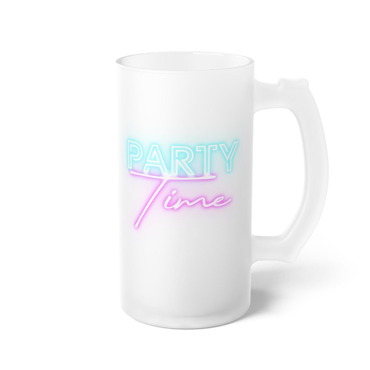 Neon Party Time Frosted Glass Beer Mug
