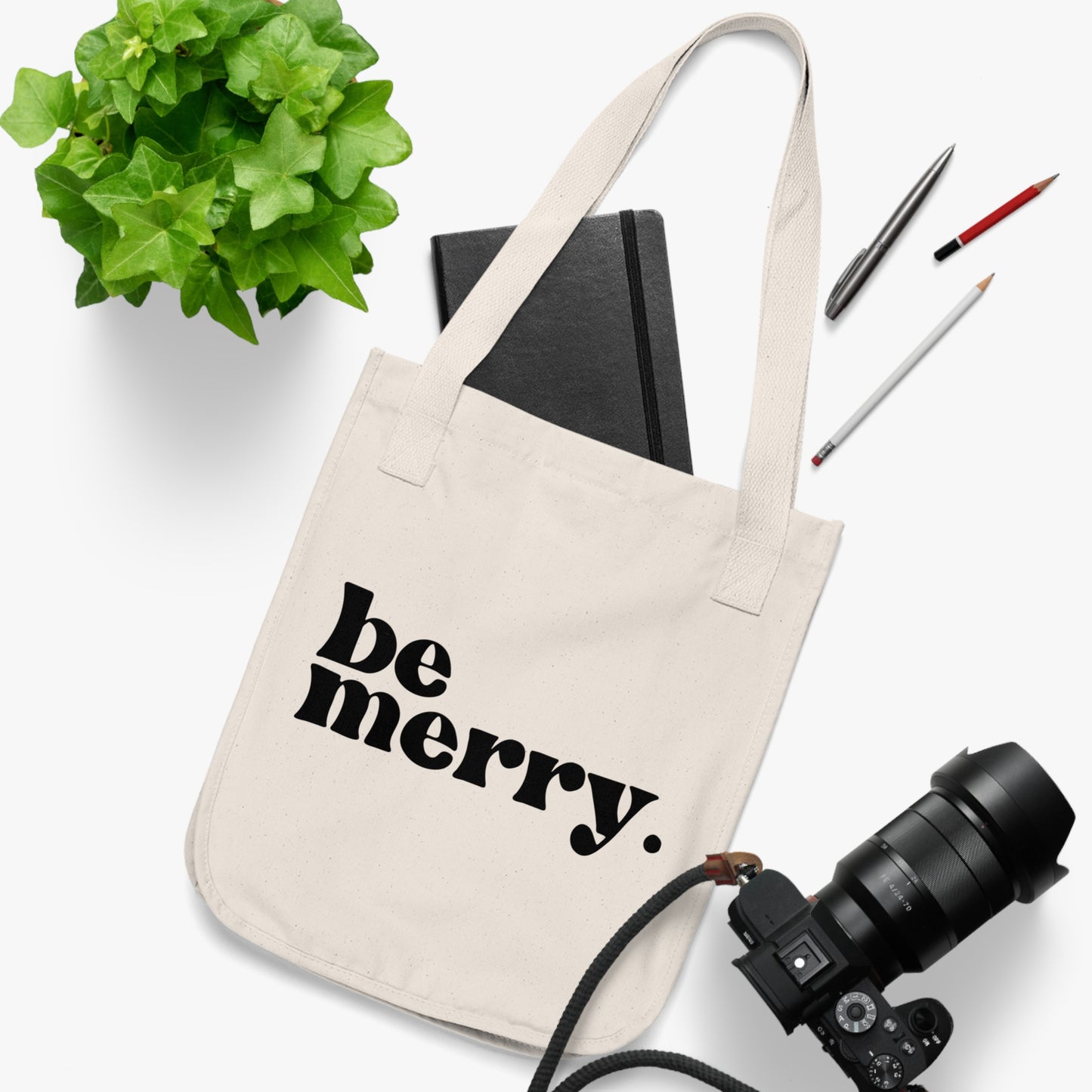 be merry Christmas/ Holiday Canvas Tote Bag