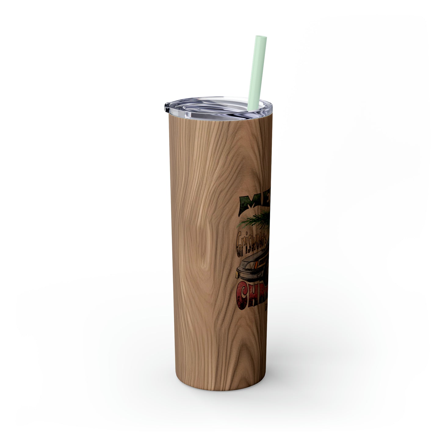 Distressed Merry Griswold's Christmas Tree Station Wagon Skinny Tumbler with Pick your Color Straw, 20oz