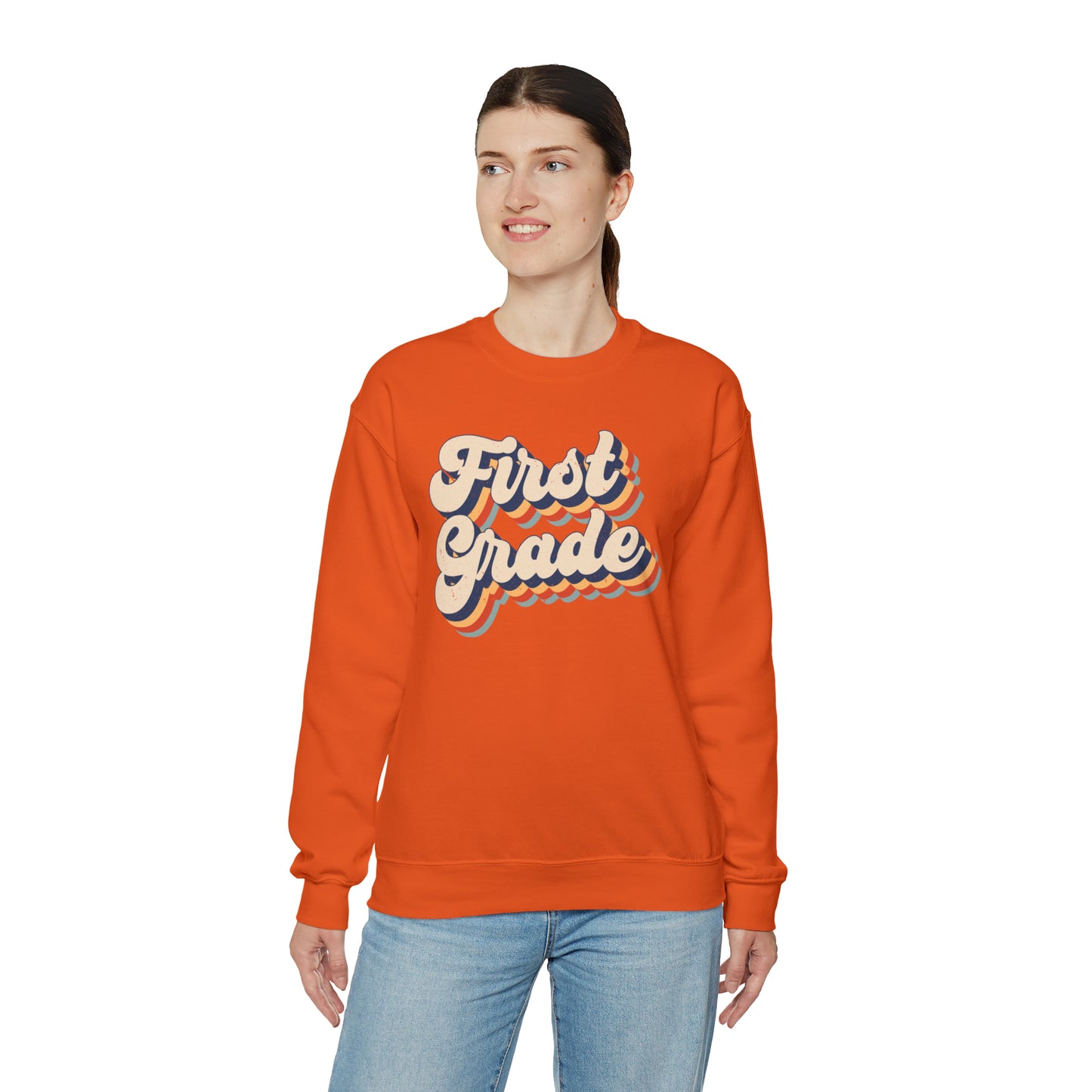 Retro 1st Grade Unisex Heavy Blend™ Crewneck Sweatshirt