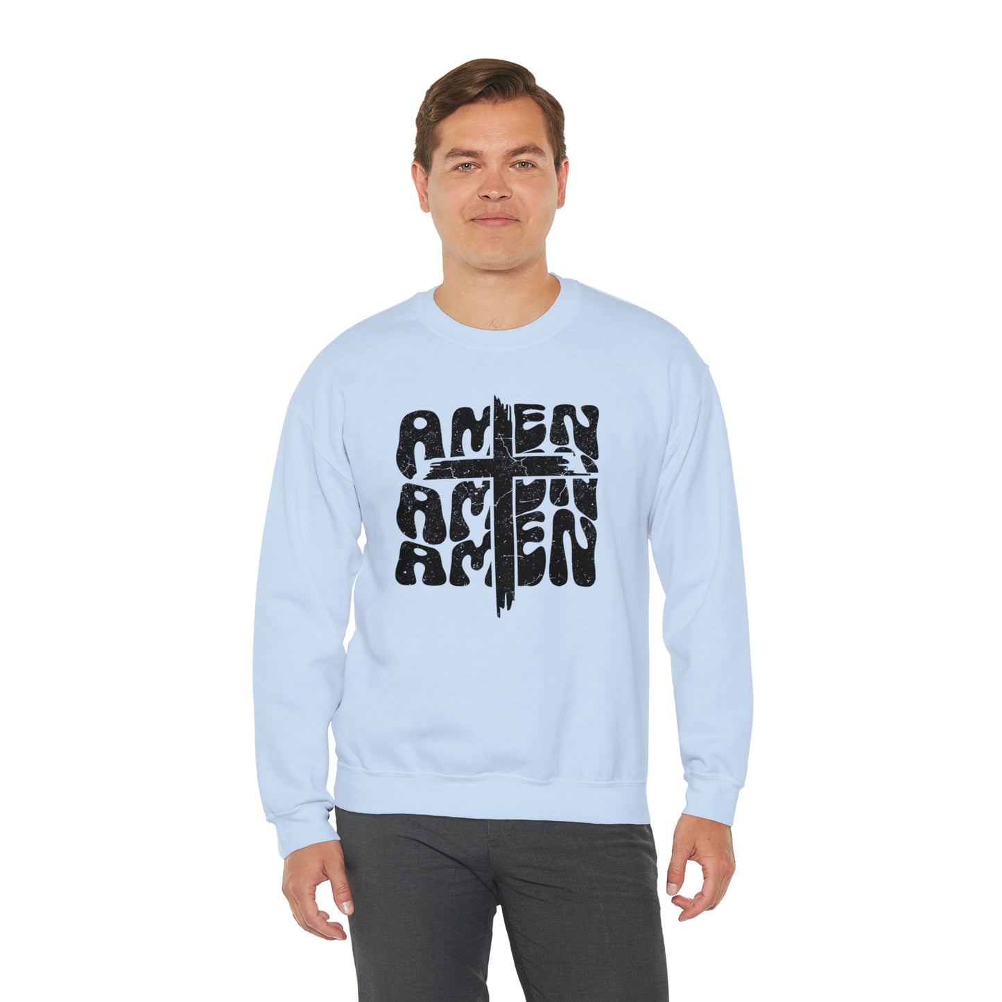 Amen Amen Amen with Cross Design Heavy Blend™ Crewneck Sweatshirt