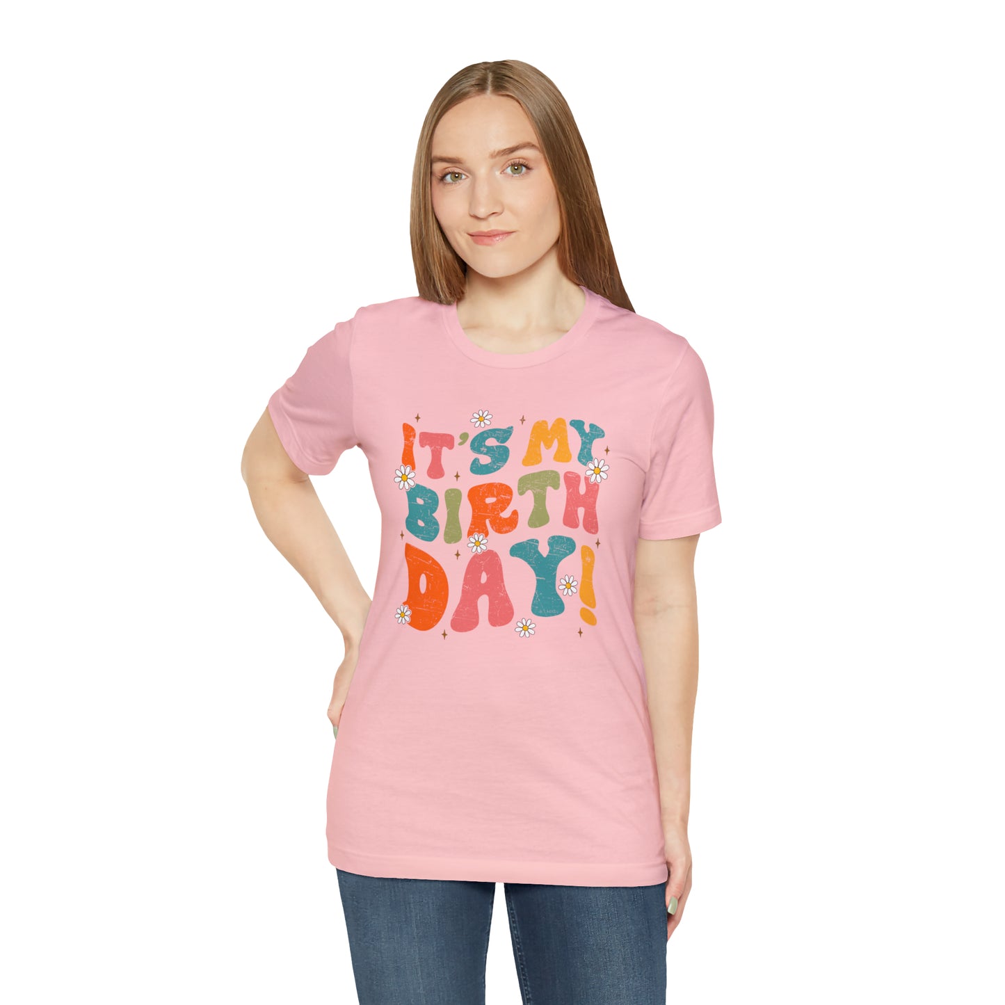 Distressed It's My Birthday Colorful Daisy T-Shirt