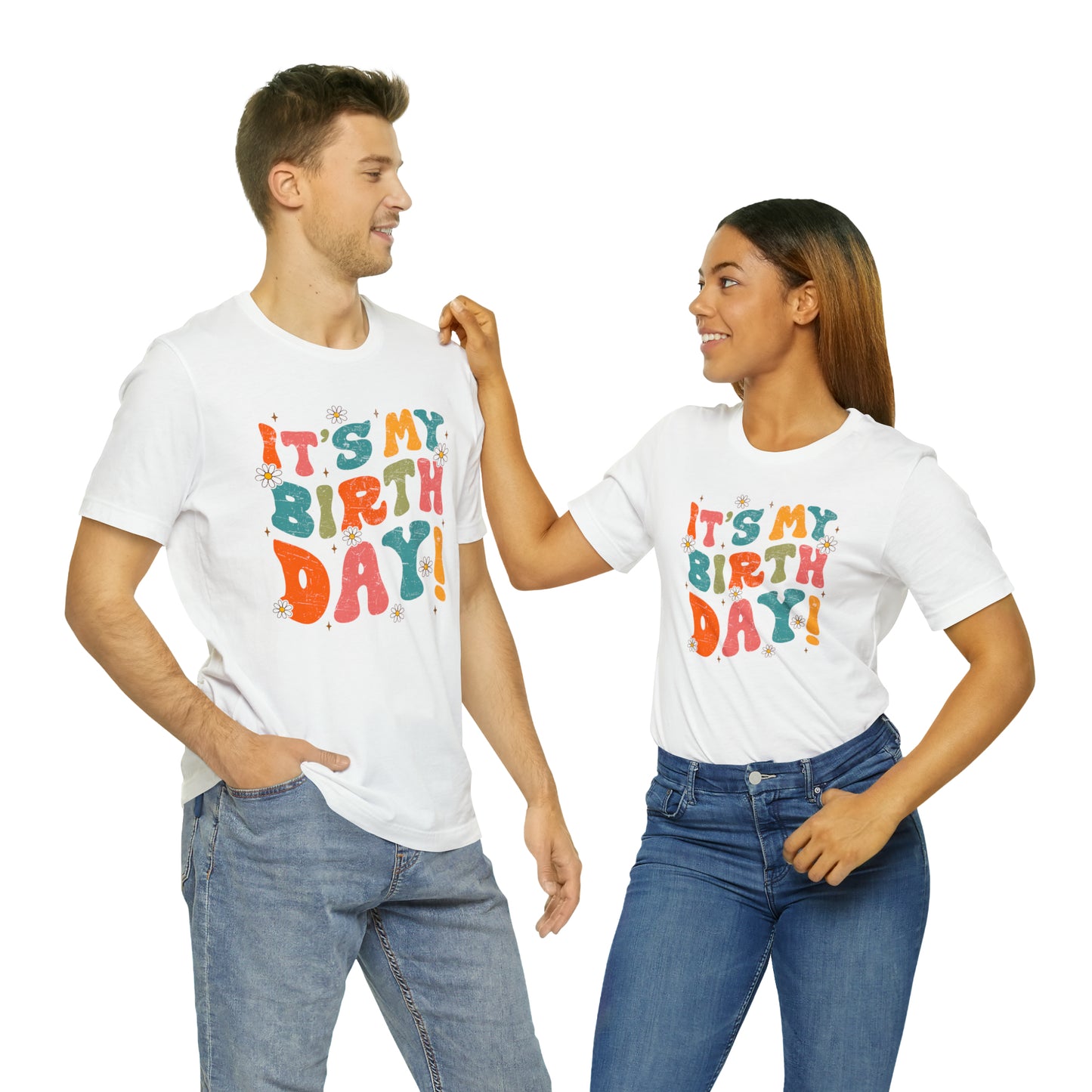 Distressed It's My Birthday Colorful Daisy T-Shirt