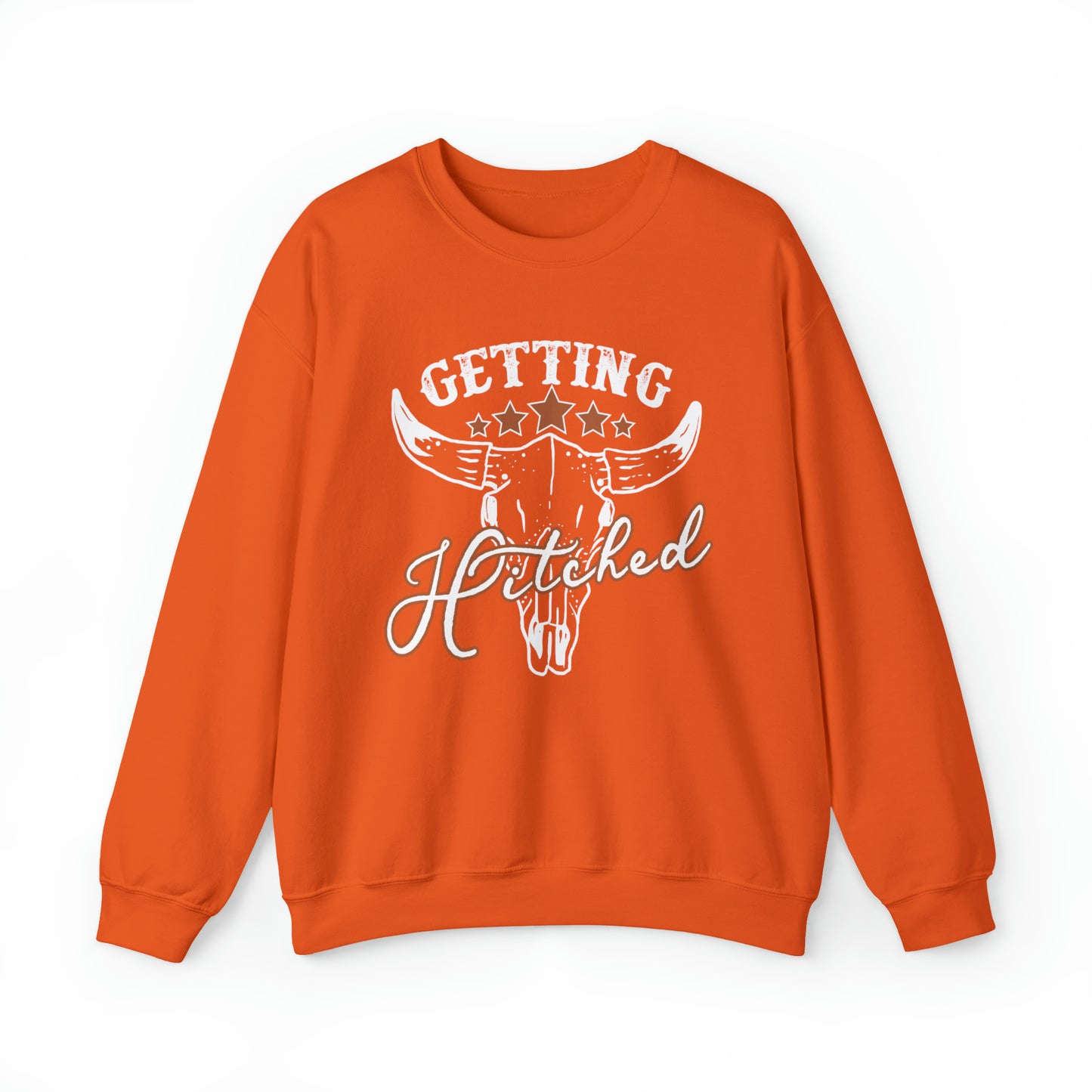 Vintage Getting Hitched Bride Unisex Heavy Blend™ Crewneck Sweatshirt - White Ink