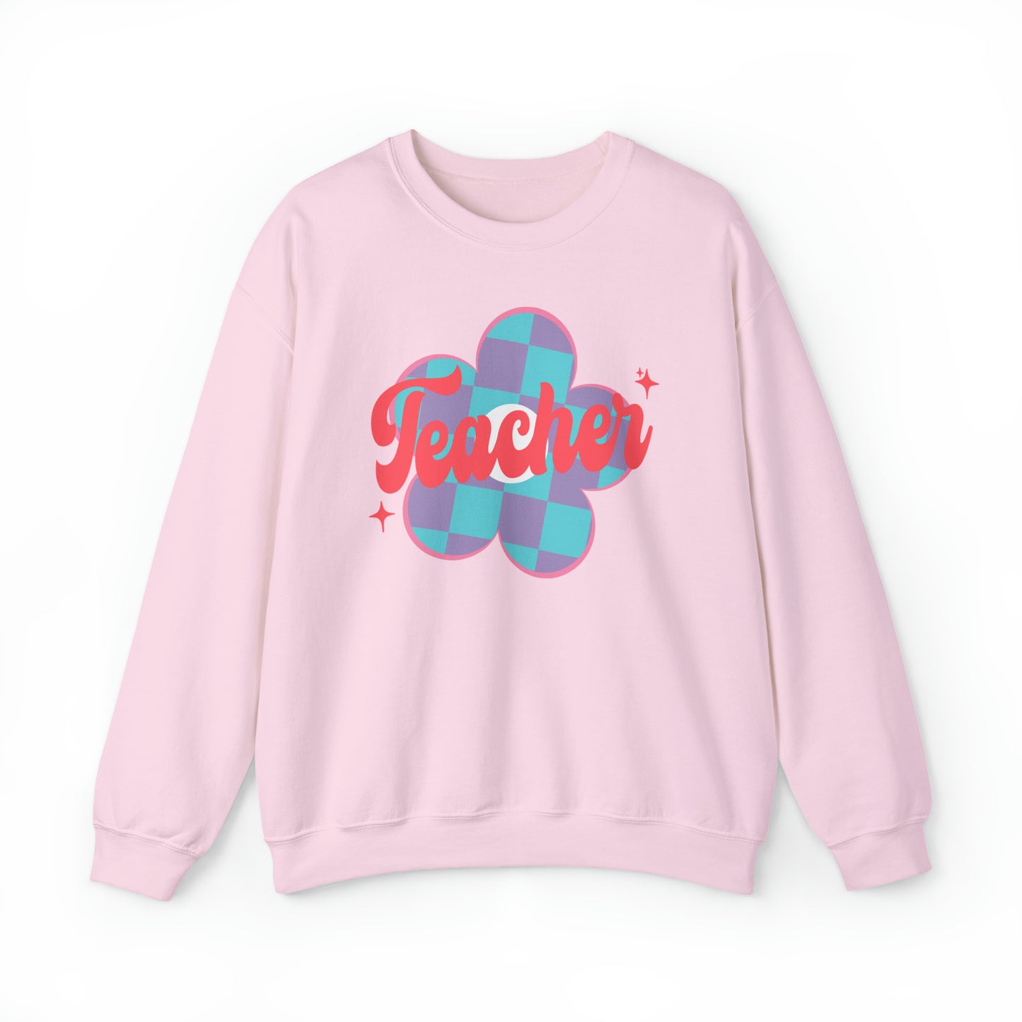 Plaid Daisy Teacher Heavy Blend™ Crewneck Sweatshirt