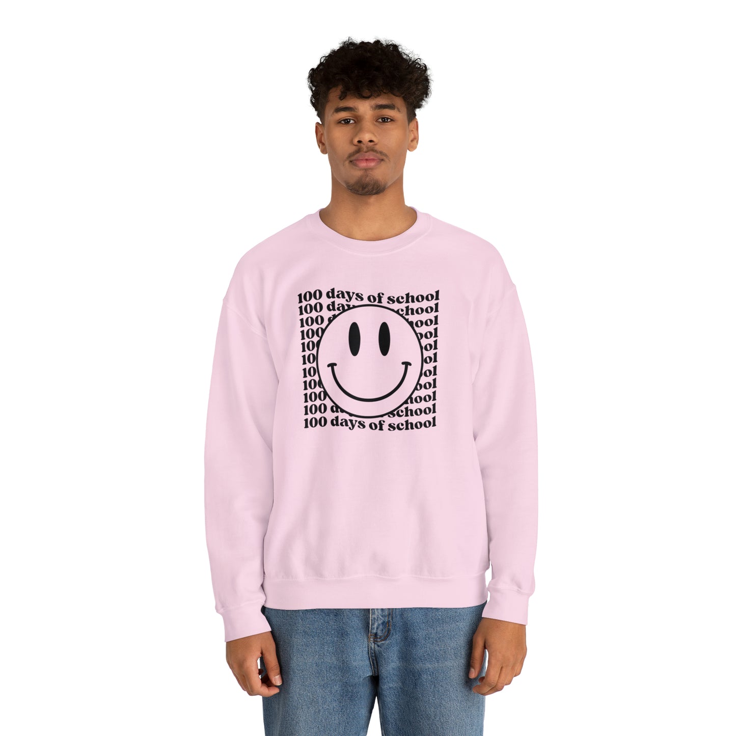 100 Days of School Smiley Face Heavyweight Crewneck Sweatshirt