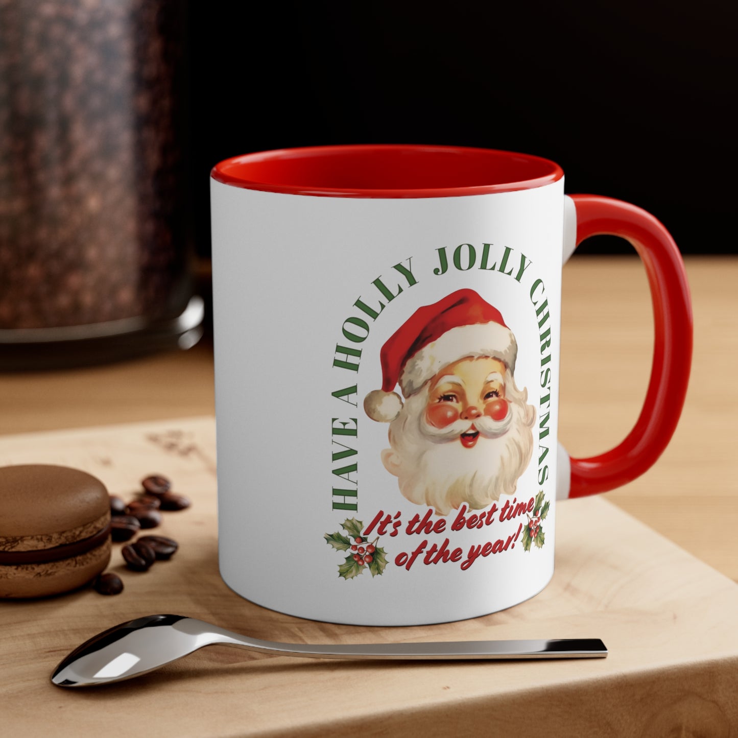 Have Holly Jolly Christmas Arched Classic Santa Accent Coffee Mug, 11oz