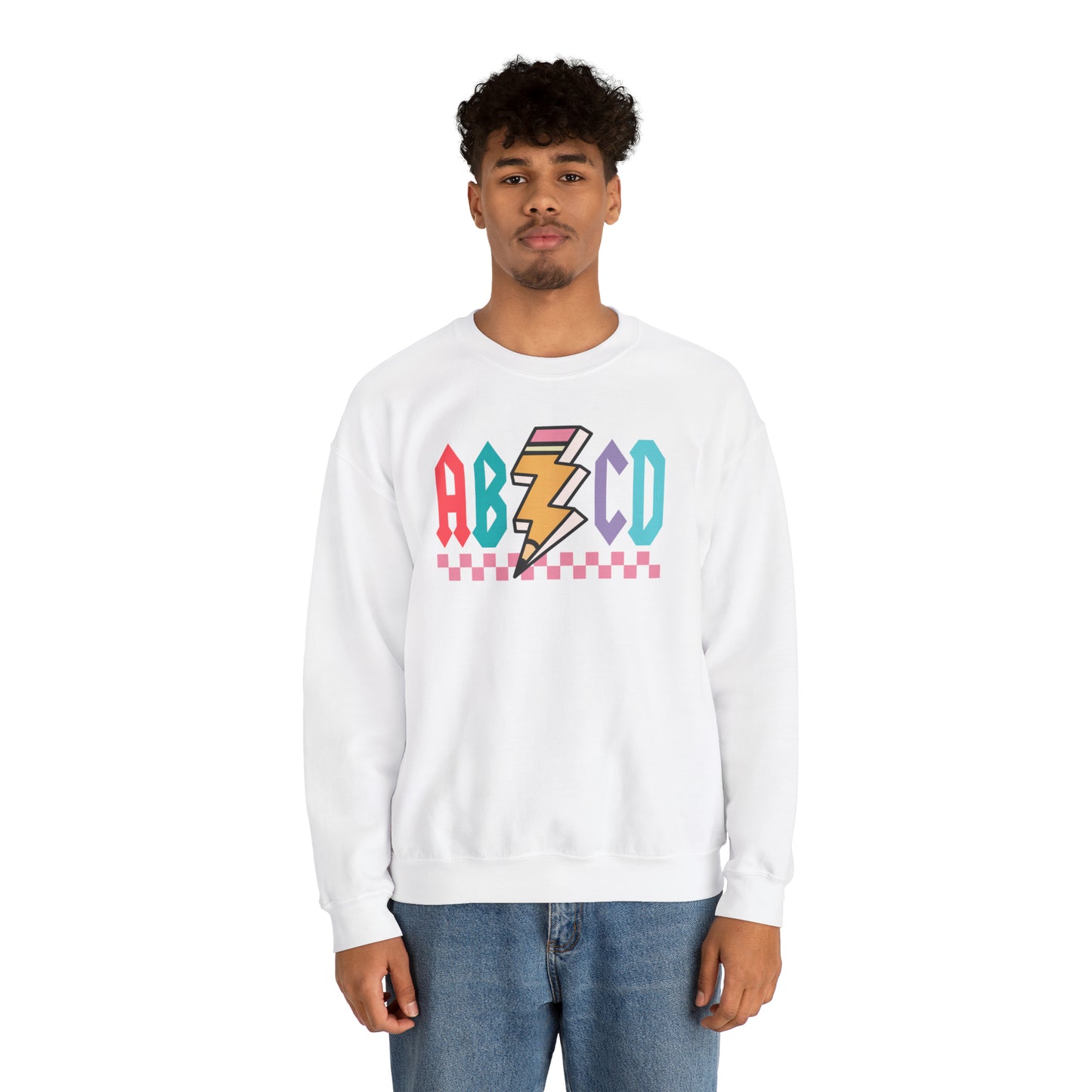 Vintage ABCD Rock and Roll Teacher Heavy Blend™ Crewneck Sweatshirt