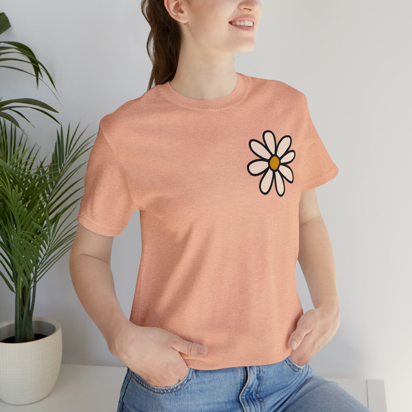 Distressed Daisy Love Like Jesus - Front and Back Design - T-Shirt