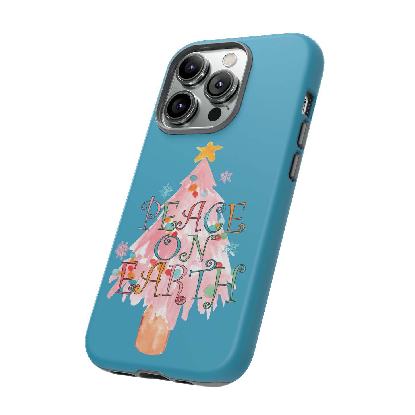 Peace on Earth Christmas/ Holiday Apple iPhone Tough Cases - Turquoise