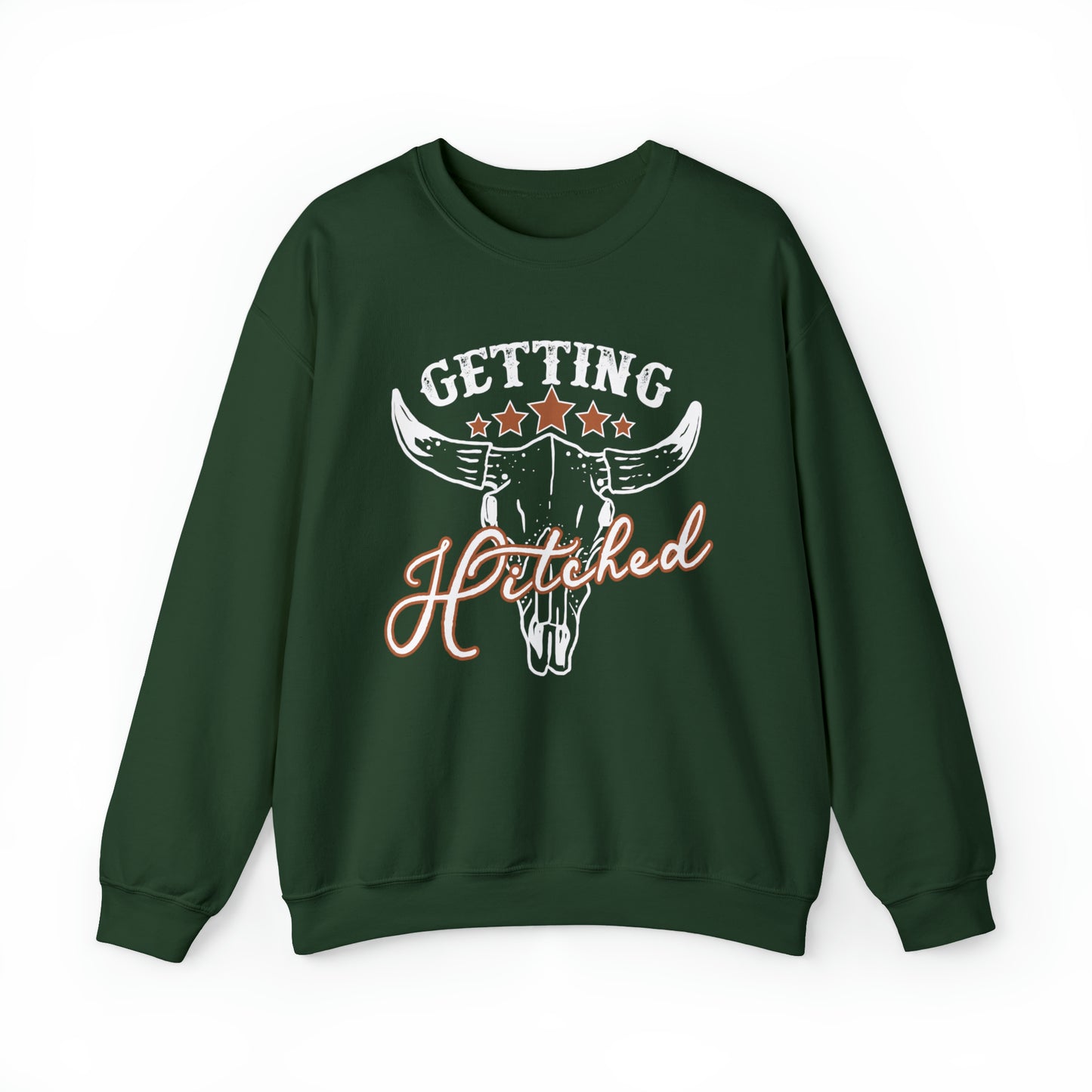 Vintage Getting Hitched Bride Unisex Heavy Blend™ Crewneck Sweatshirt - White Ink