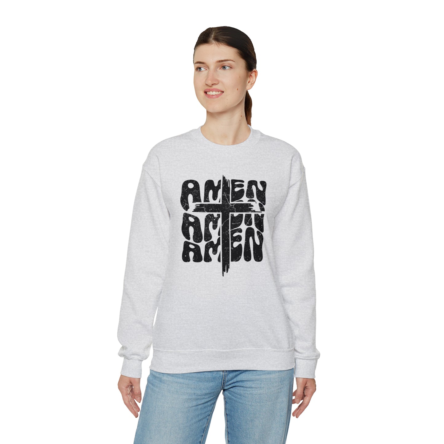 Amen Amen Amen with Cross Design Heavy Blend™ Crewneck Sweatshirt