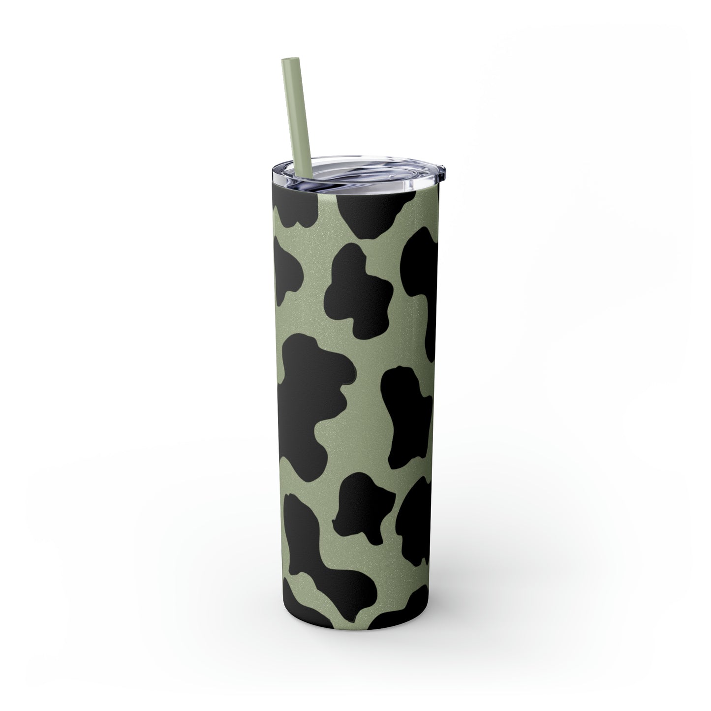 Country Cow Print Skinny Tumbler with Straw, 20oz