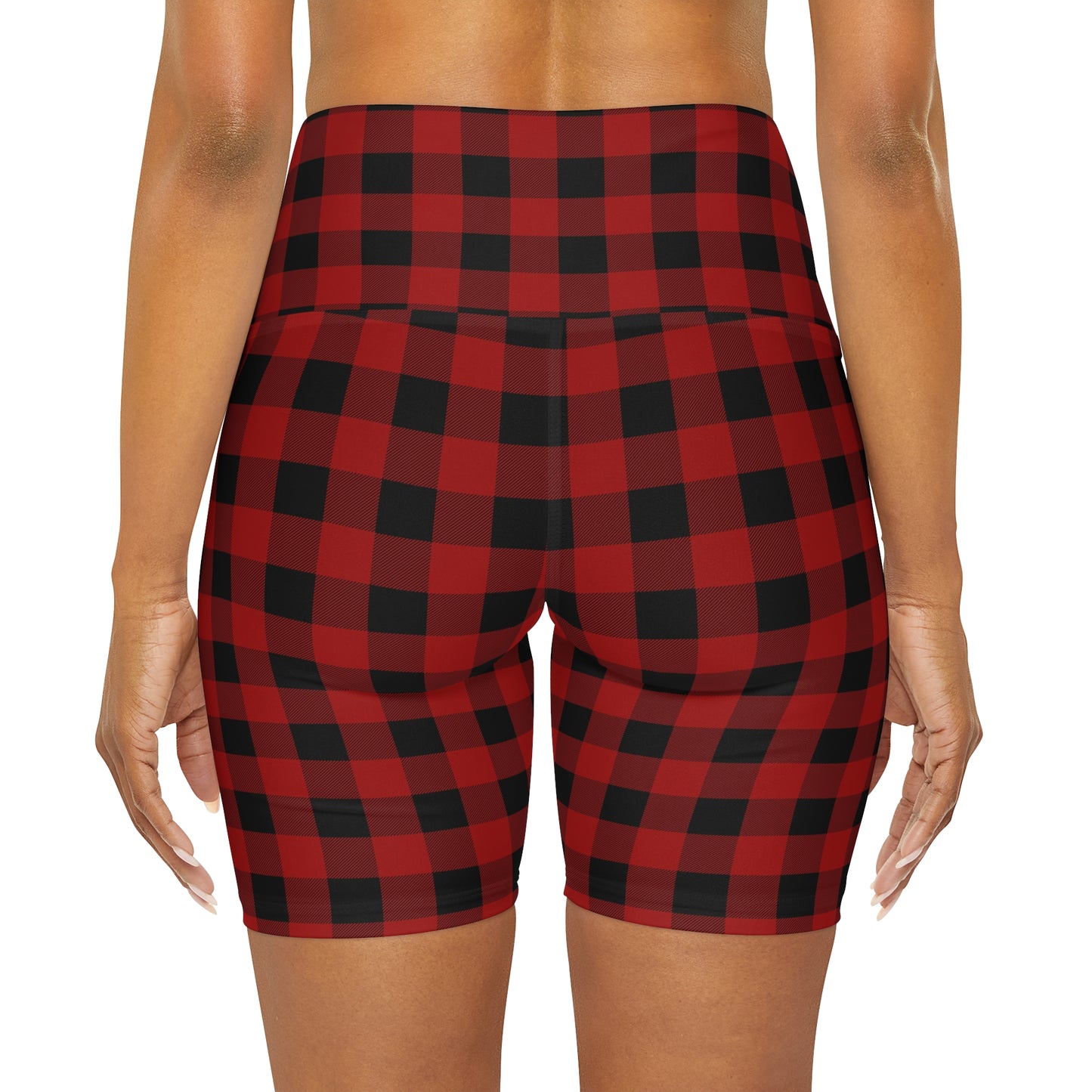 Red and Black Buffalo Print Yoga Shorts