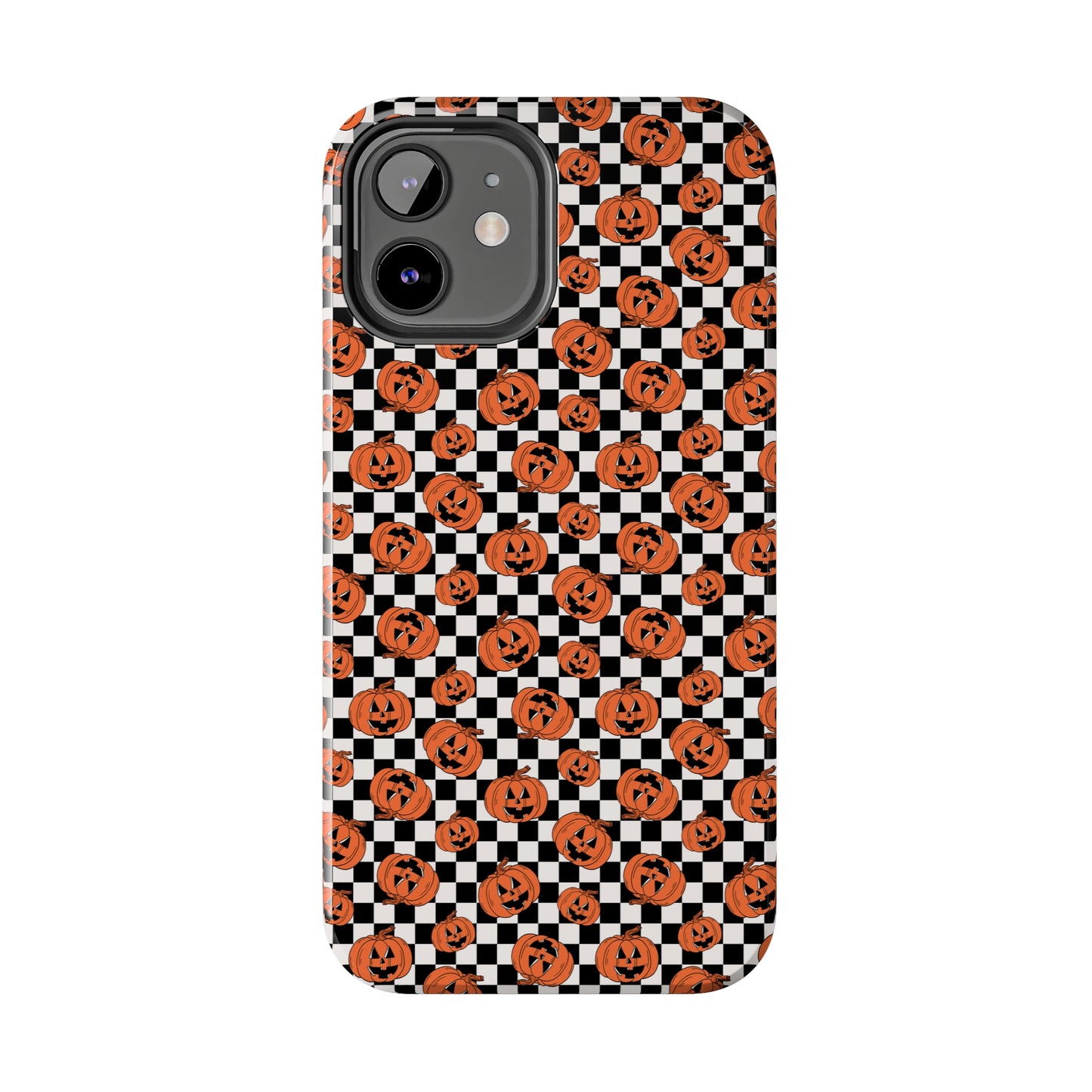 Pumpkin / Jack-O-Lantern Checkerboard Halloween/ Fall Patterned Tough Phone Cases