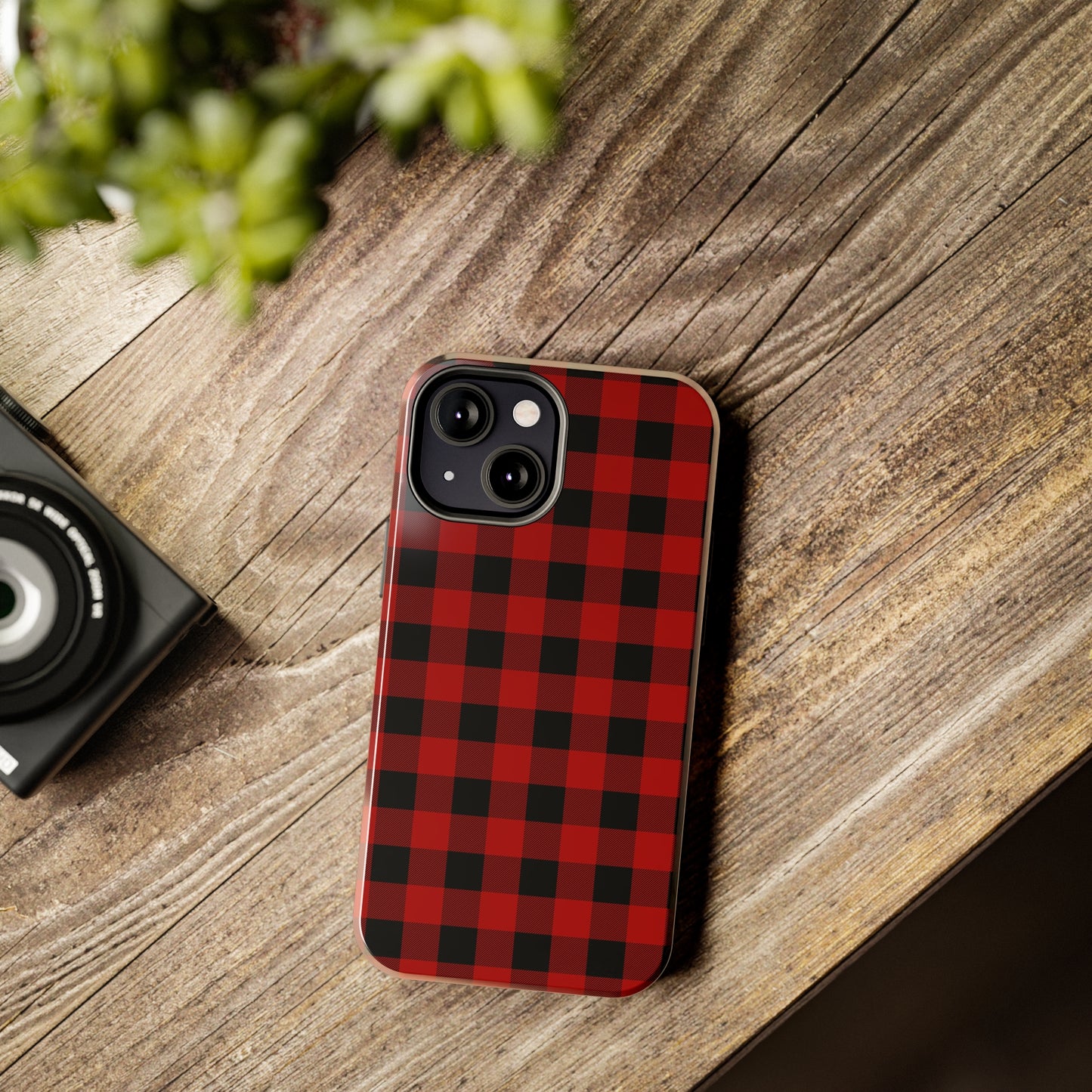 Red and Black Plaid Tough Phone Cases