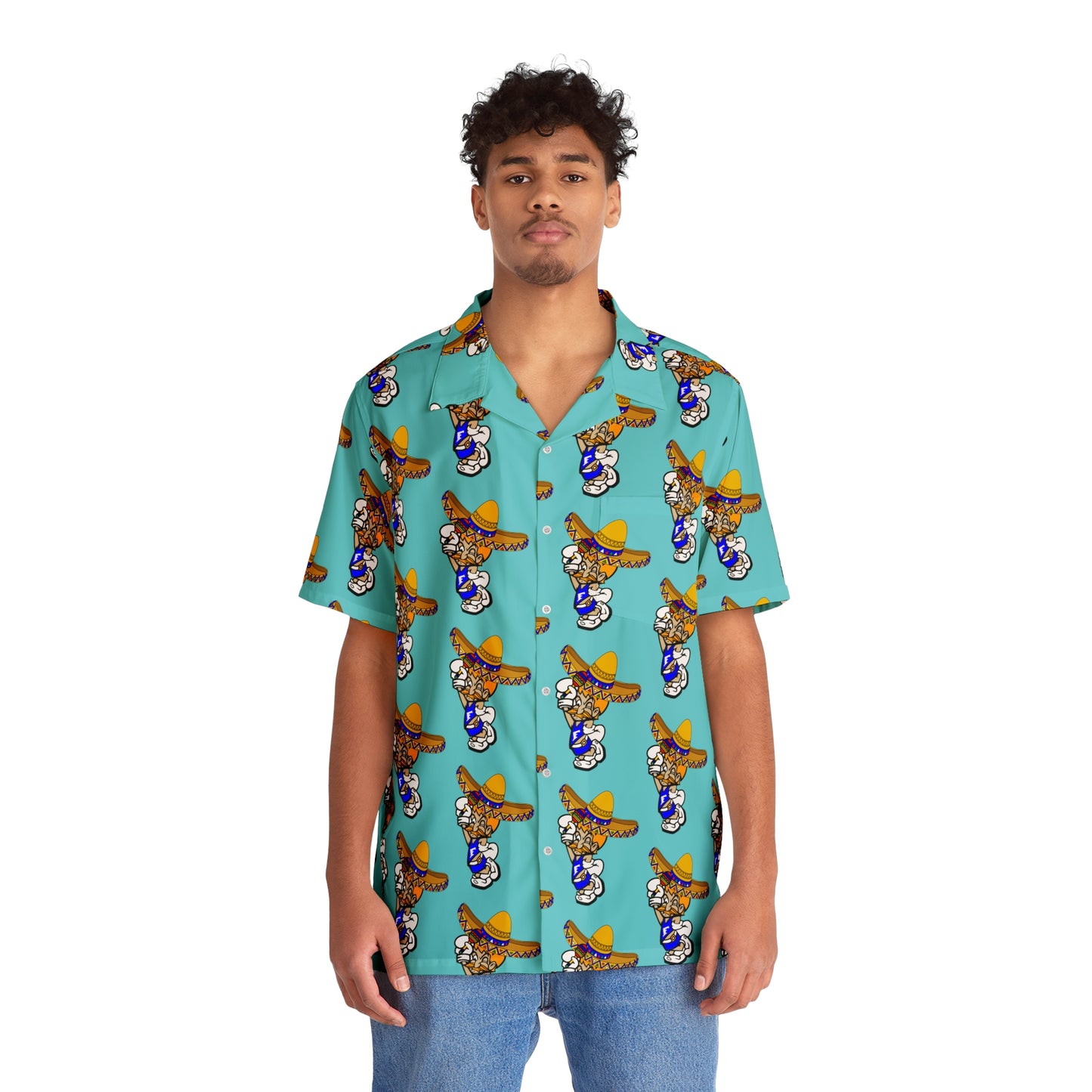 Freeburg Sombrero Midget Men's Hawaiian Shirt - Aqua Blue