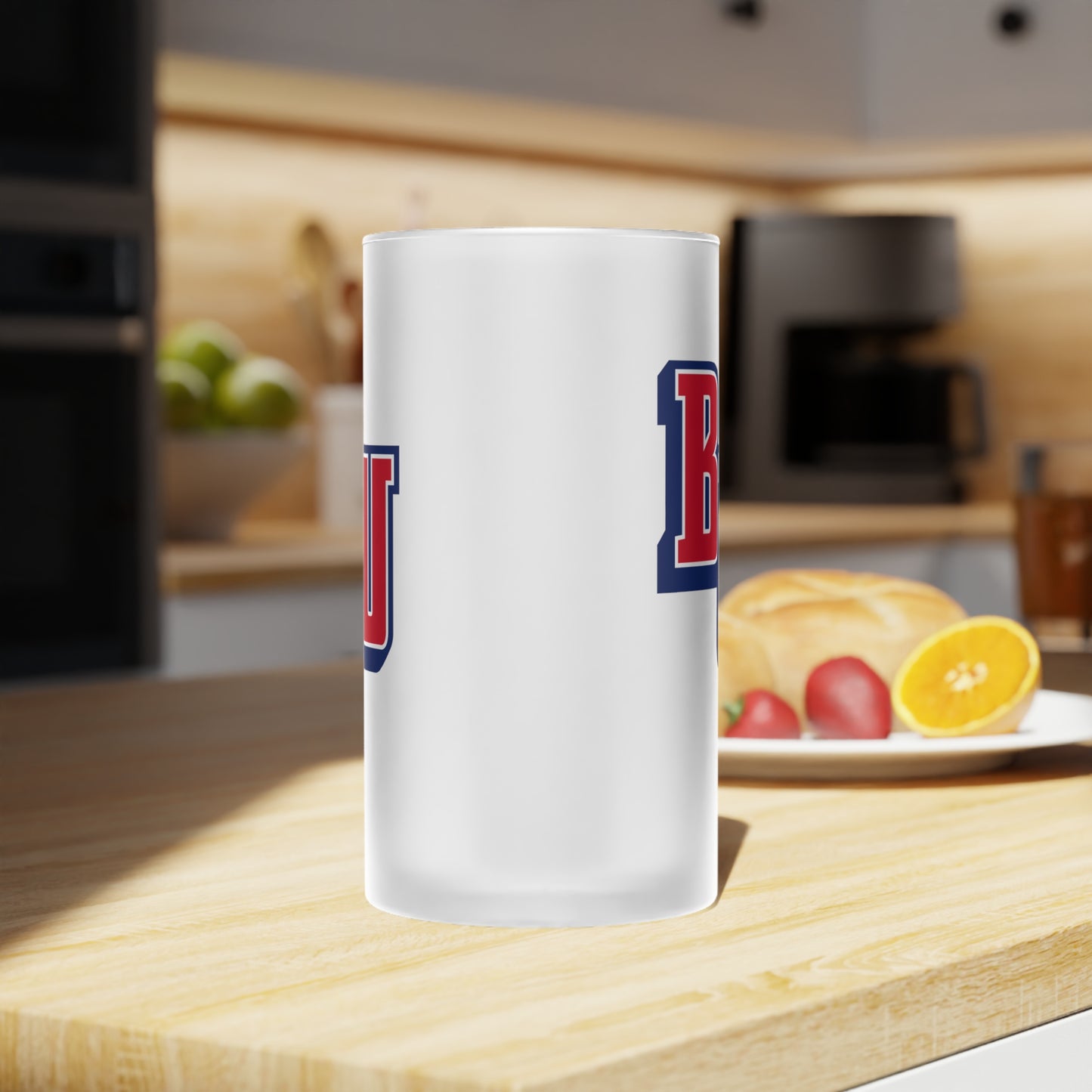 Belmont University BU Frosted Glass Beer Mug