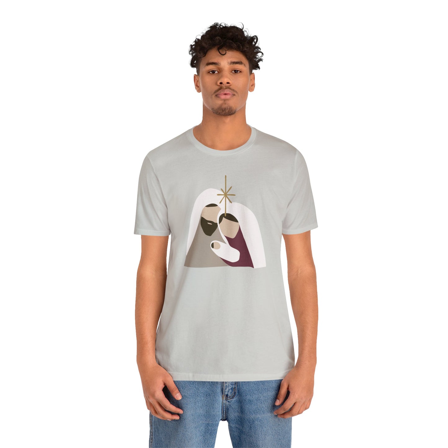 Holy Family Christmas Christian Bella Jersey Short Sleeve Tee (Unisex)