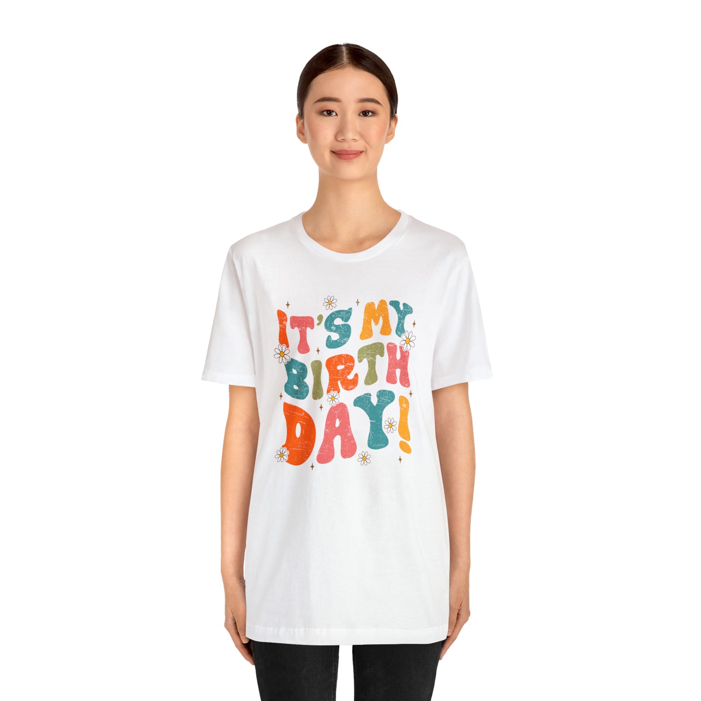 Distressed It's My Birthday Colorful Daisy T-Shirt