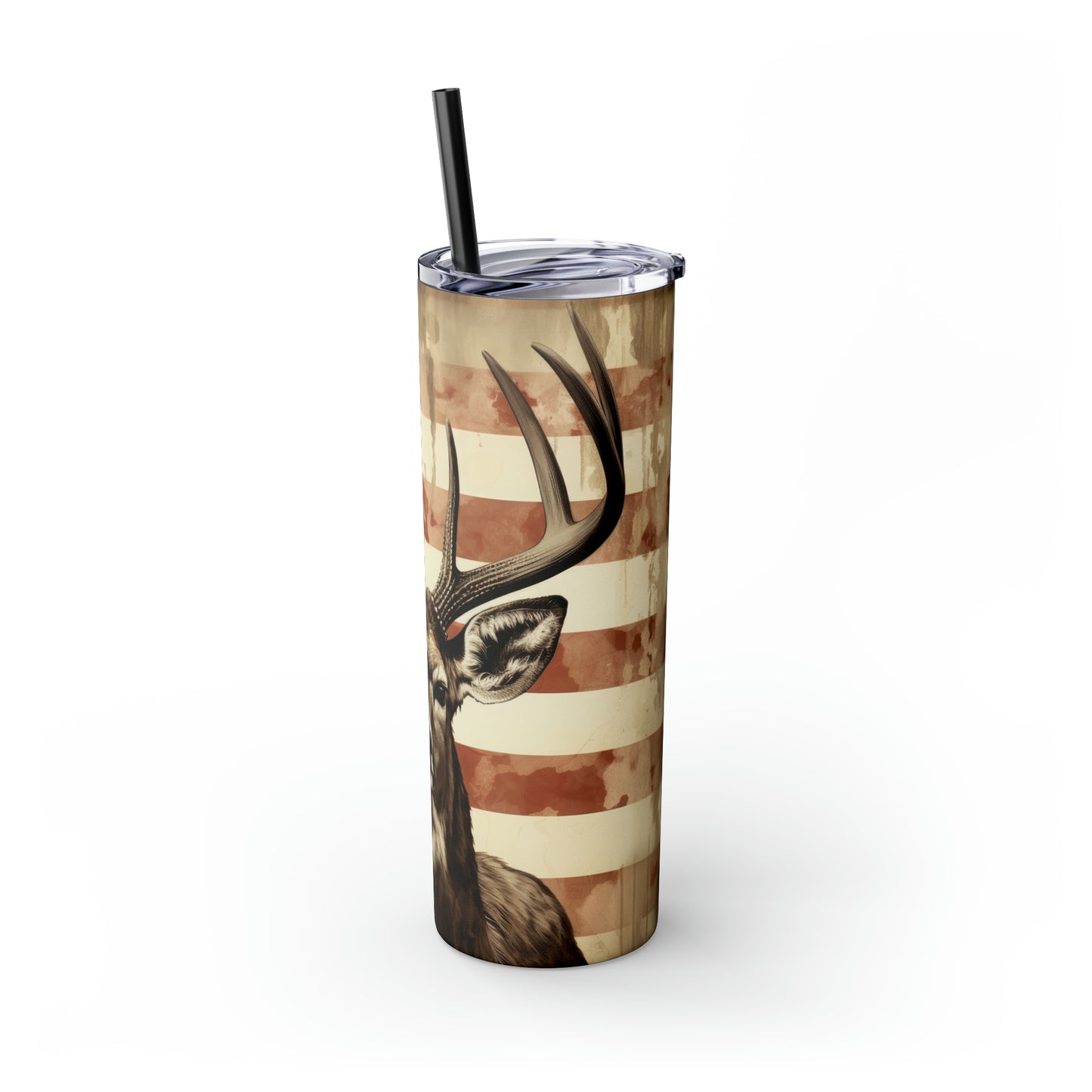 American Deer Hunting Skinny Tumbler with Straw, 20oz
