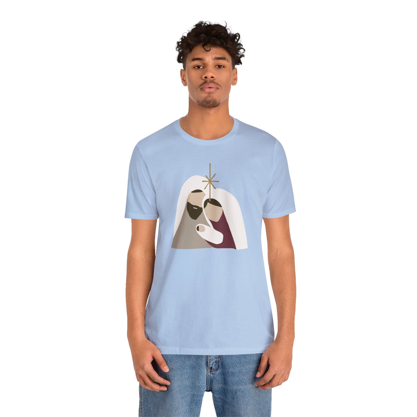 Holy Family Christmas Christian Bella Jersey Short Sleeve Tee (Unisex)