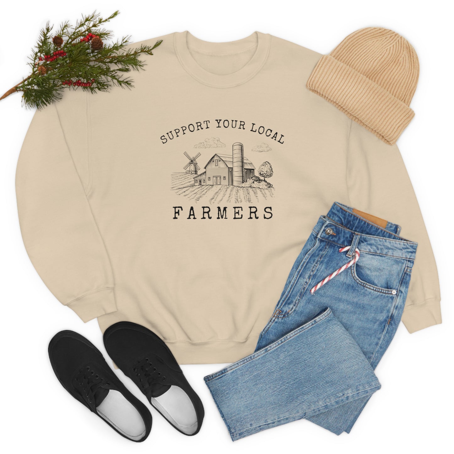 "Support Your Local Farmers - Wide Scene" - Unisex Heavy Blend™ Crewneck Sweatshirt