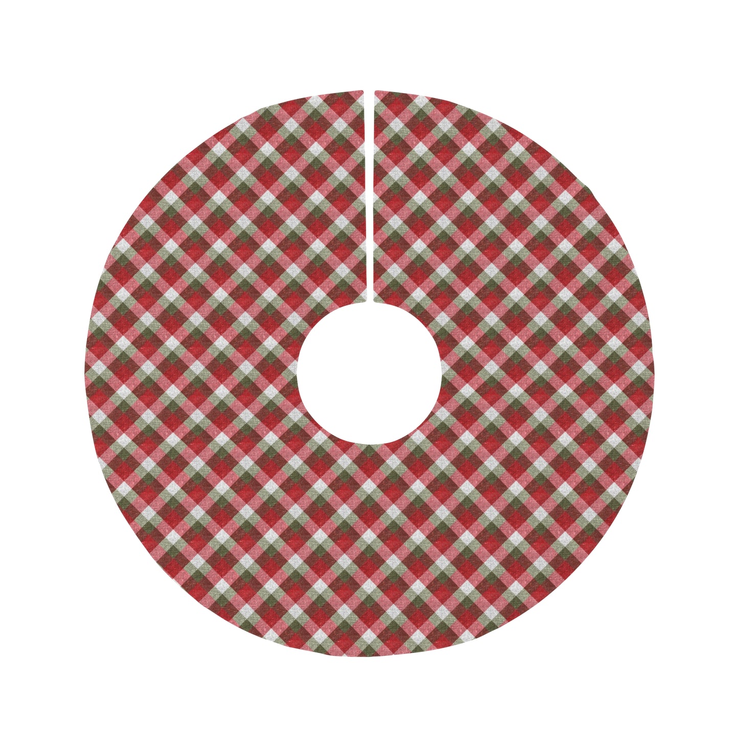 Christmas Raspberry Gingham Round Tree Skirt