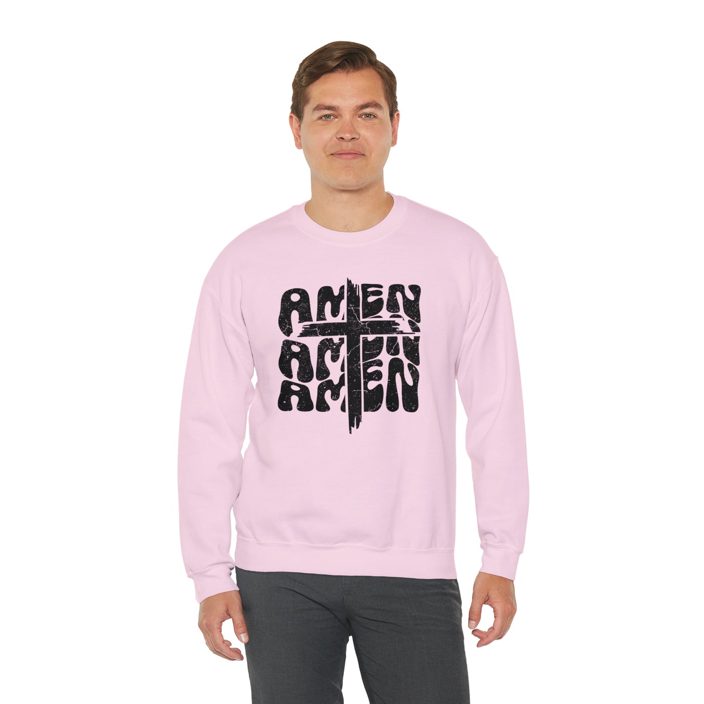 Amen Amen Amen with Cross Design Heavy Blend™ Crewneck Sweatshirt