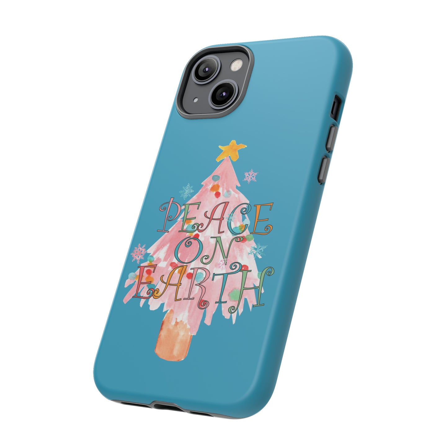 Peace on Earth Christmas/ Holiday Apple iPhone Tough Cases - Turquoise