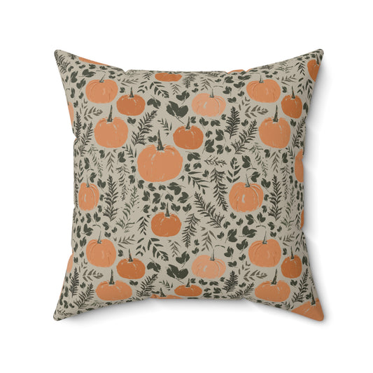 Pumpkin Patch Green Fall/ Halloween Spun Polyester Square Pillow
