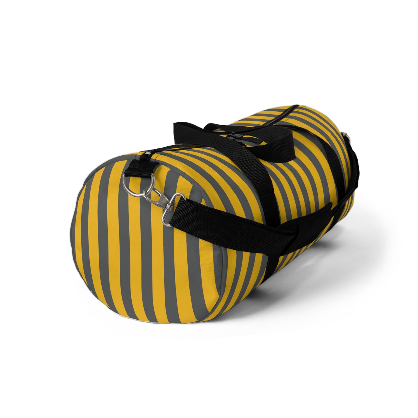Yellow and Gray Striped Duffel Bag