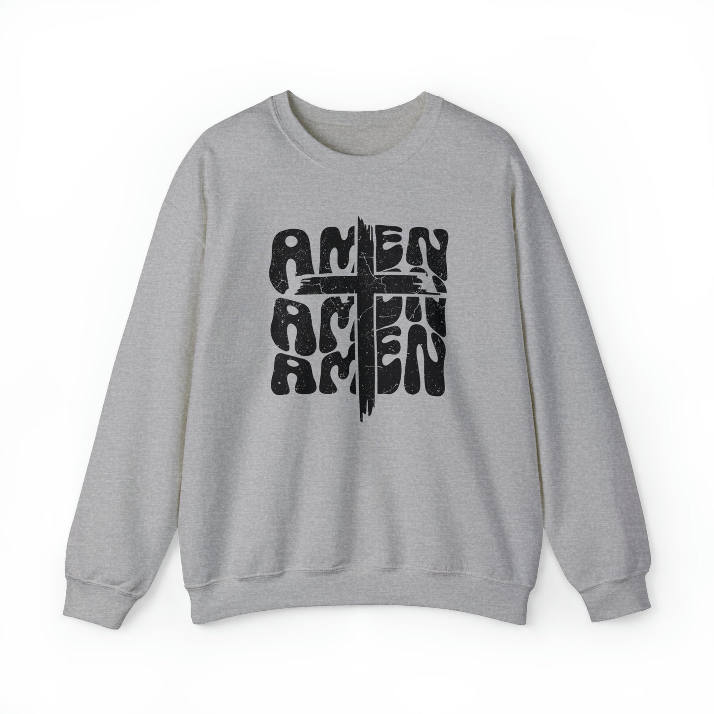 Amen Amen Amen with Cross Design Heavy Blend™ Crewneck Sweatshirt