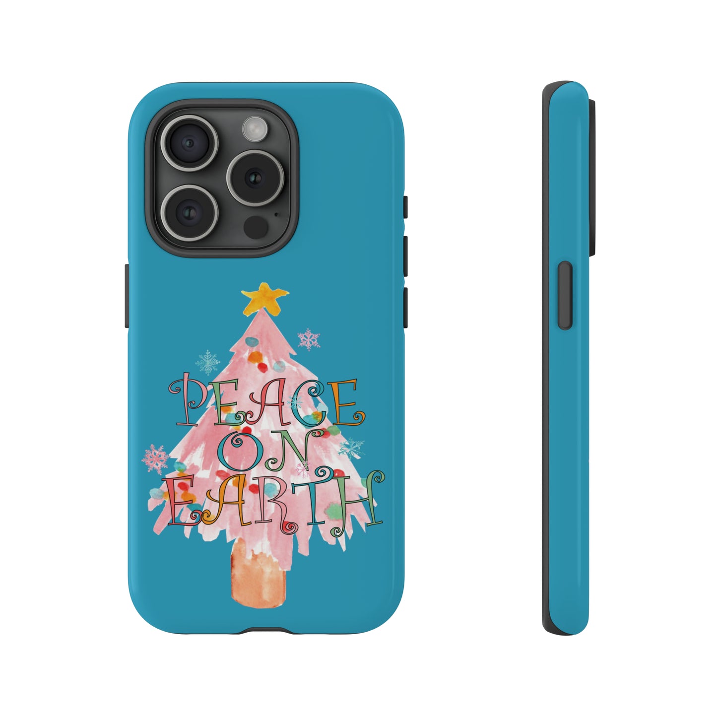 Peace on Earth Christmas/ Holiday Apple iPhone Tough Cases - Turquoise