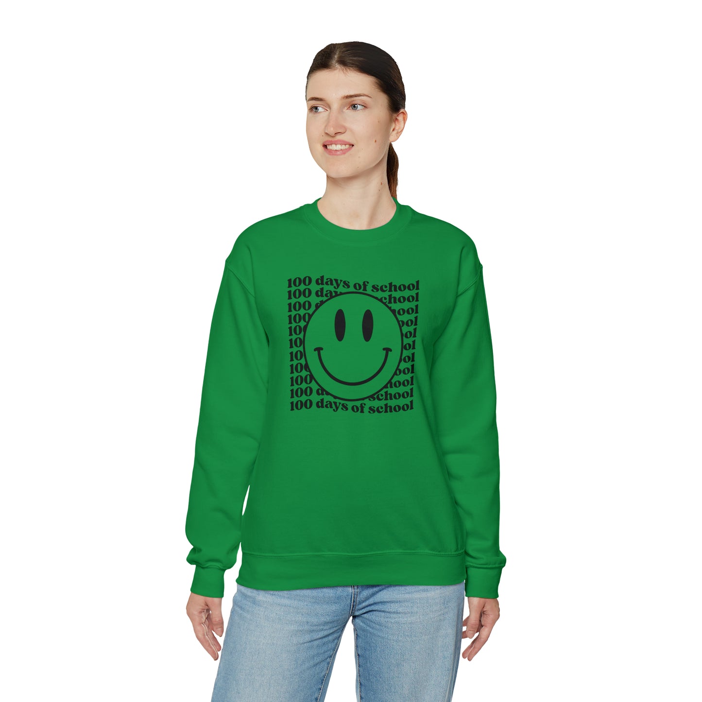 100 Days of School Smiley Face Heavyweight Crewneck Sweatshirt