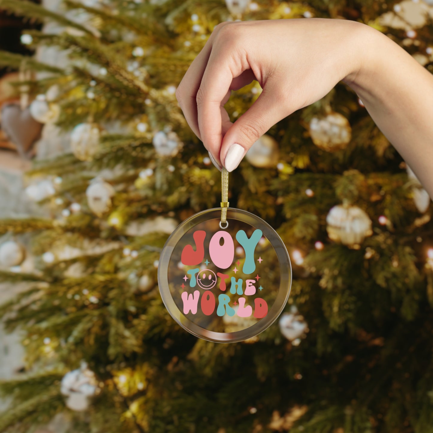 Joy to the World Glass Ornament