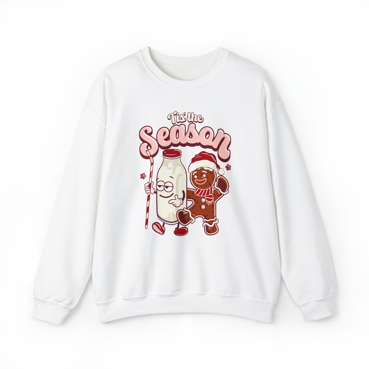 'Tis the Season Gingerbread and Milk Christmas Unisex Heavy Blend™ Crewneck Sweatshirt