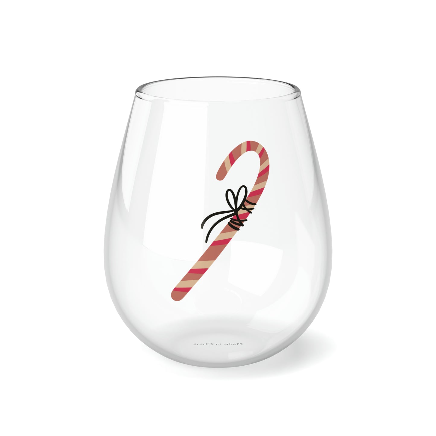 Boho Candy Cane Stemless Wine/ Glass, 11.75oz