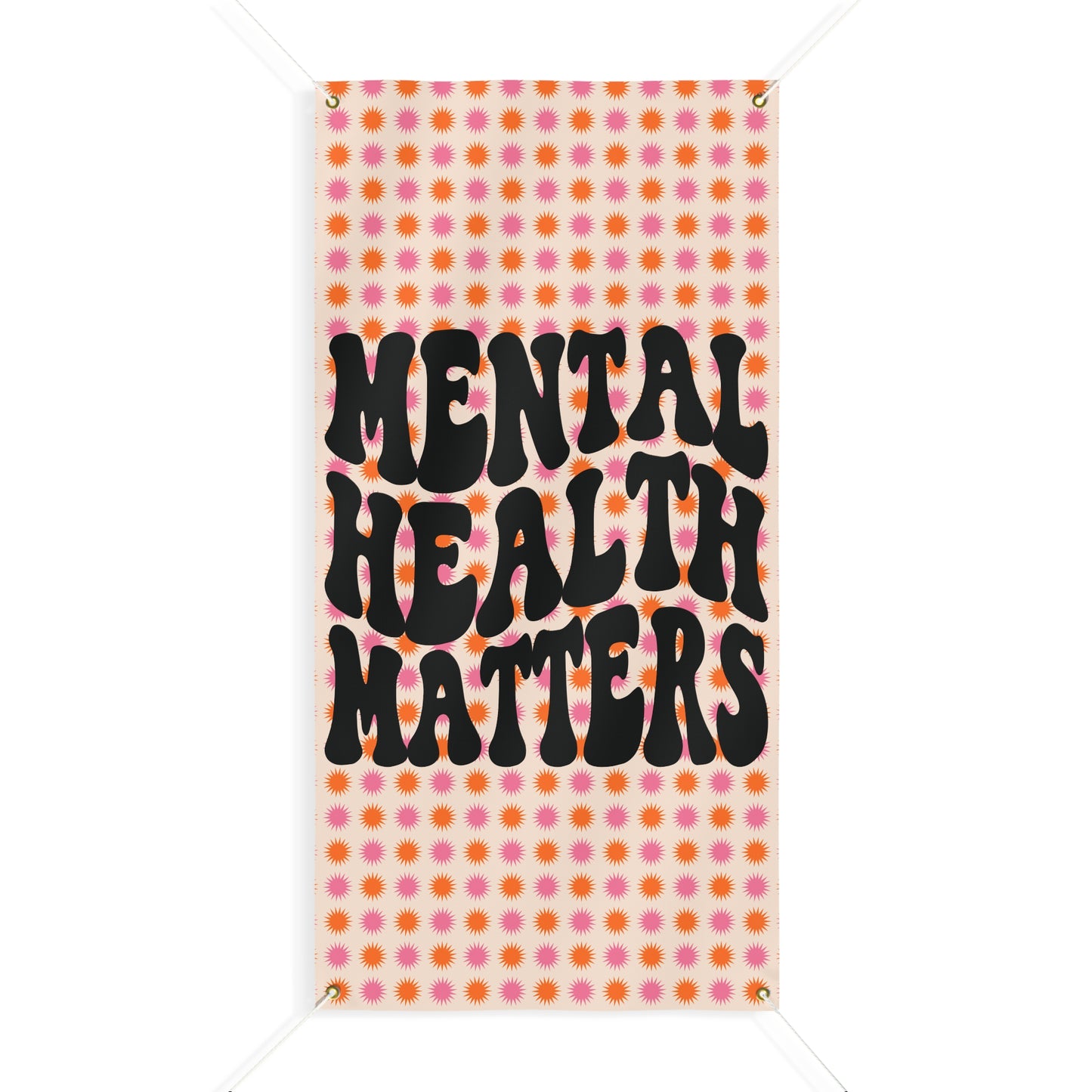 Retro Mental Health Matters Matte Banner - White