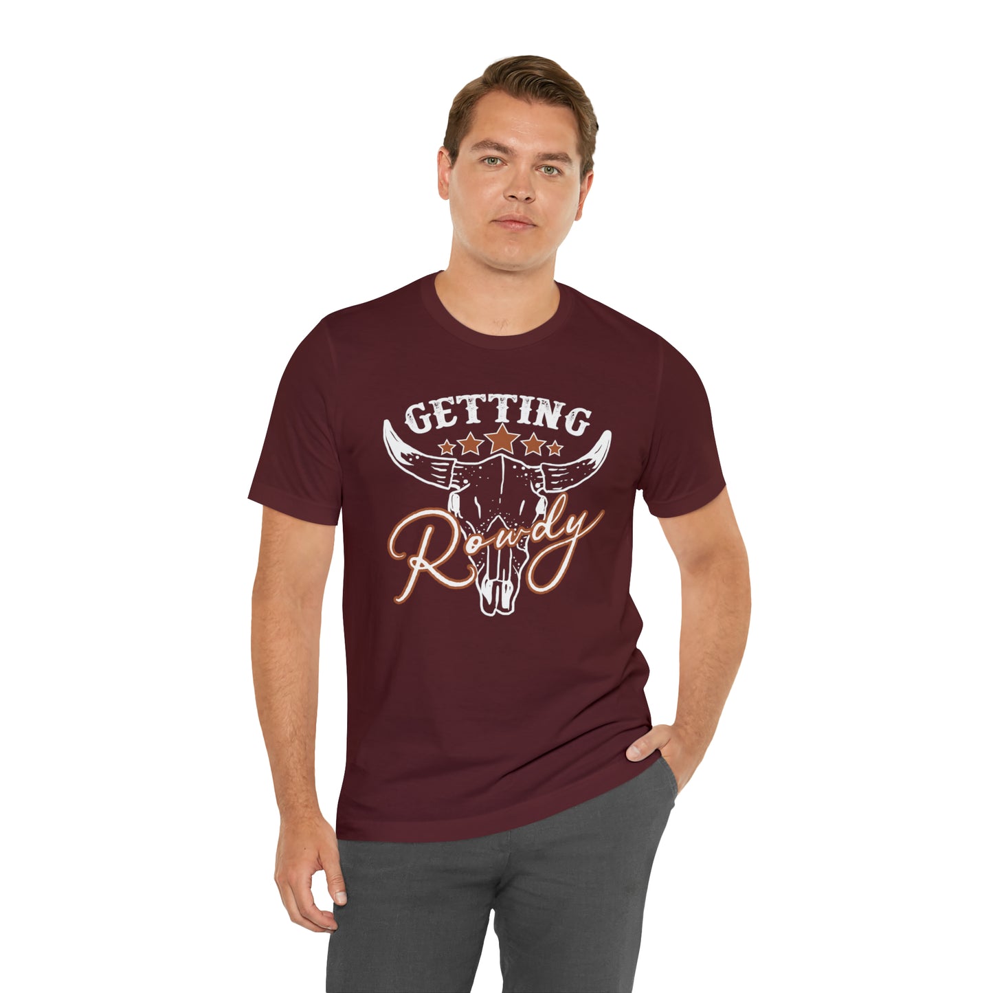 Vintage Getting Rowdy Party/ Bridesmaid/ Groomsman T-Shirt - White Ink