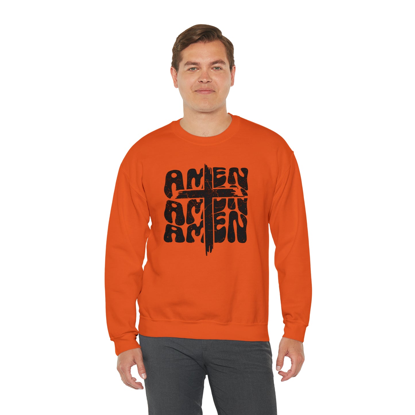 Amen Amen Amen with Cross Design Heavy Blend™ Crewneck Sweatshirt