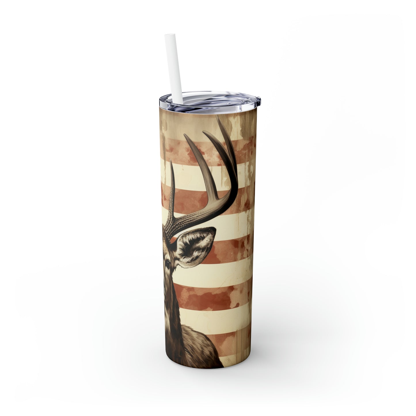 American Deer Hunting Skinny Tumbler with Straw, 20oz