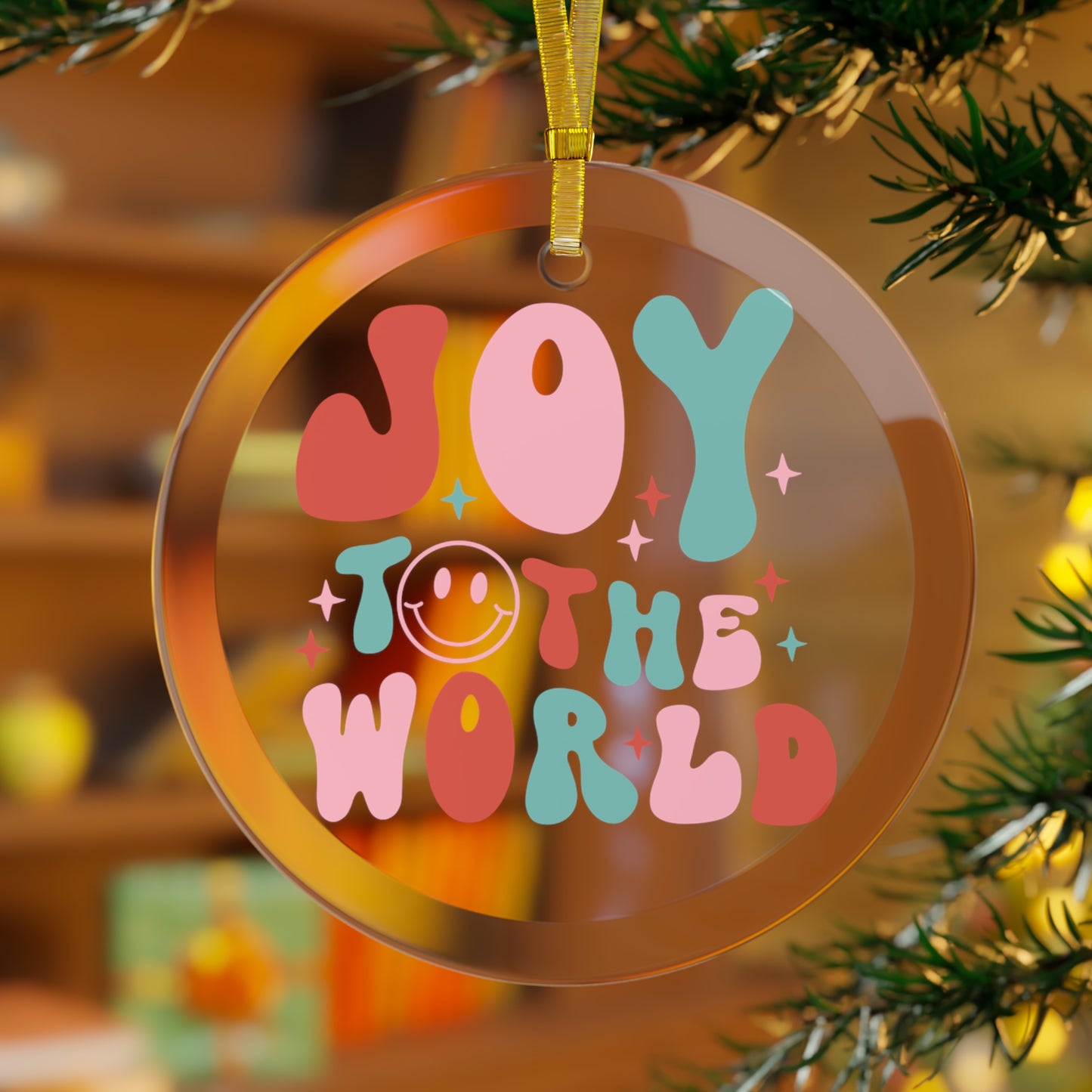 Joy to the World Glass Ornament