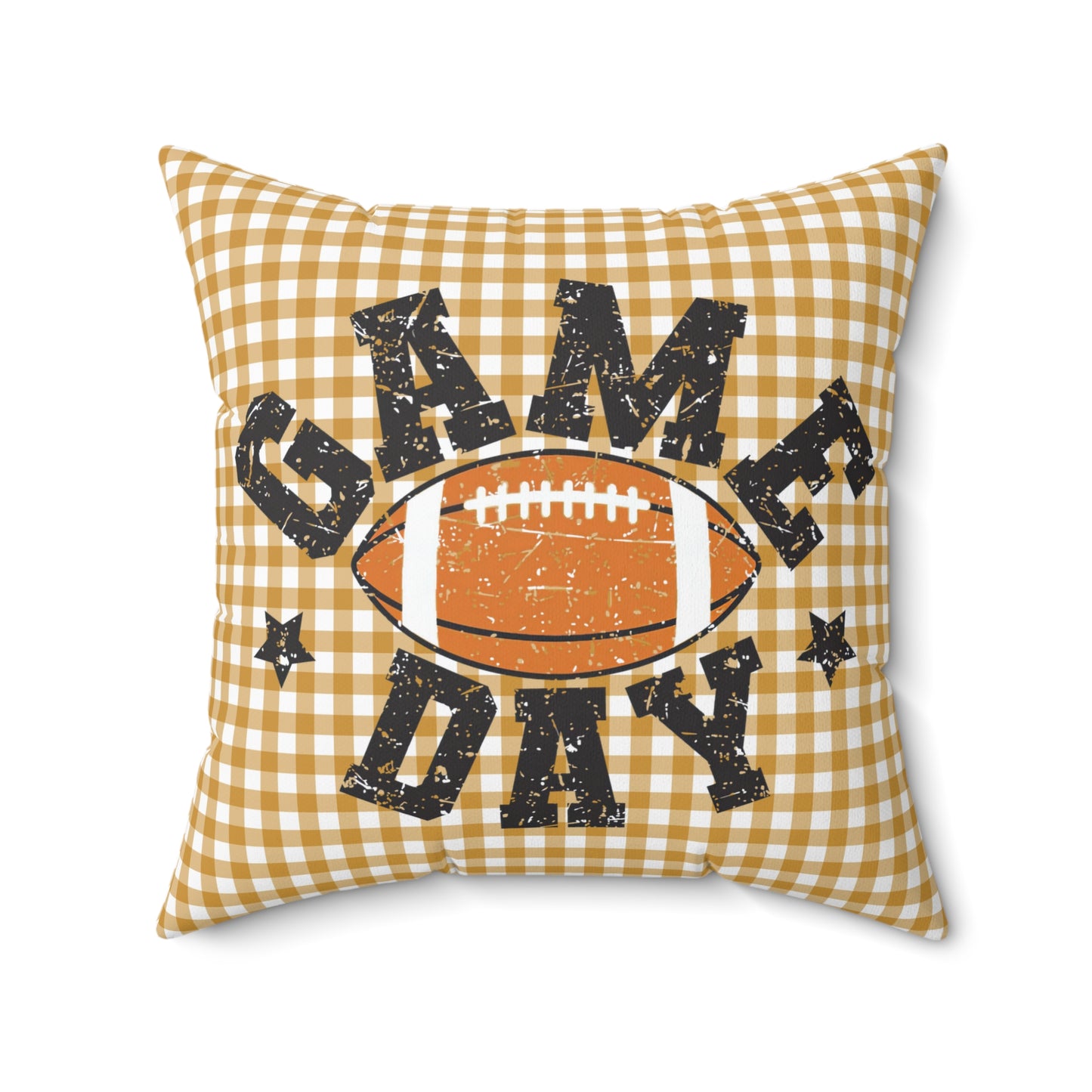 Game Day Football Brown Checkerboard Fall/ Halloween Spun Polyester Square Pillow