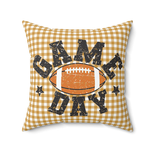 Game Day Football Brown Checkerboard Fall/ Halloween Spun Polyester Square Pillow