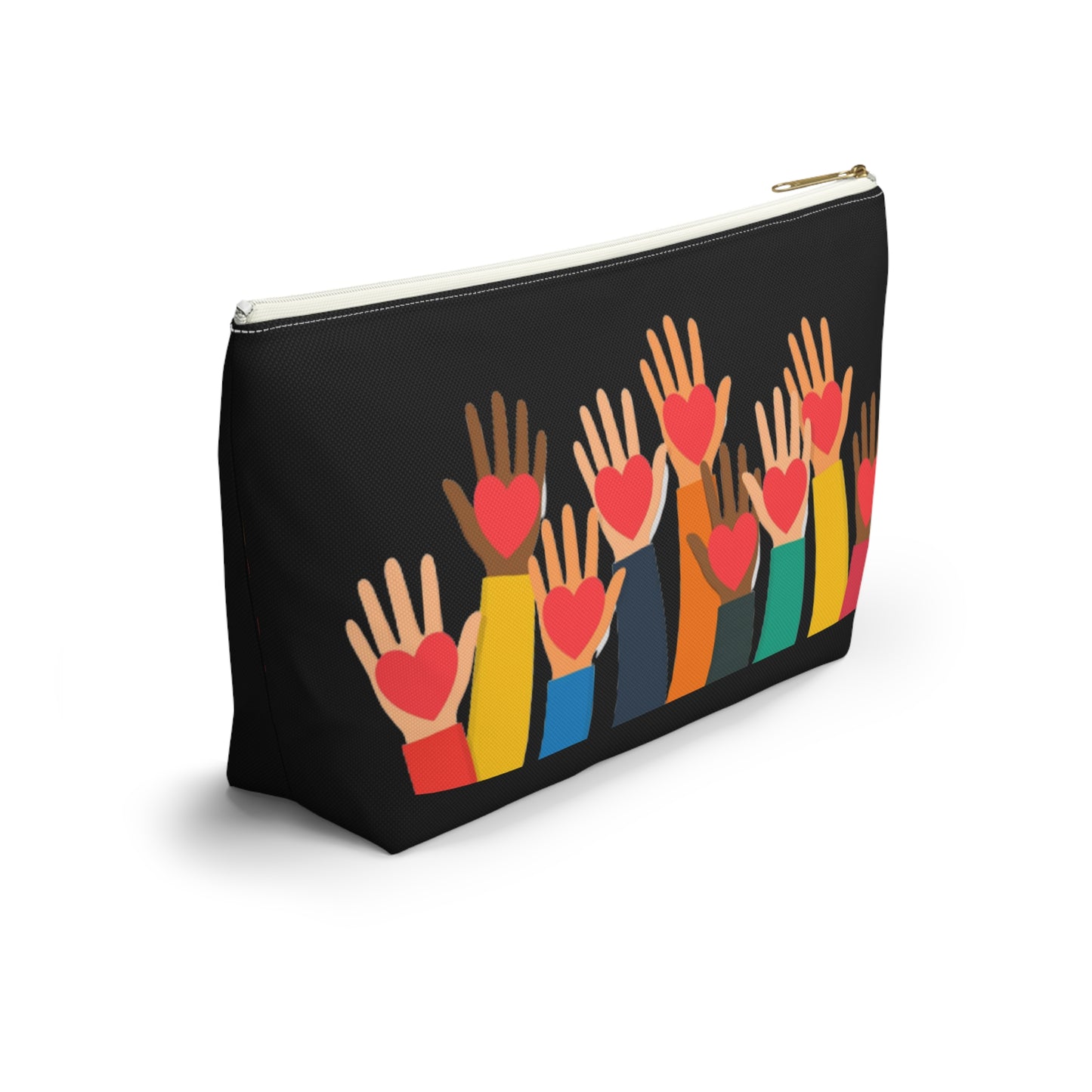 Hearts Hands and Love Print Design Accessory Pouch w T-bottom